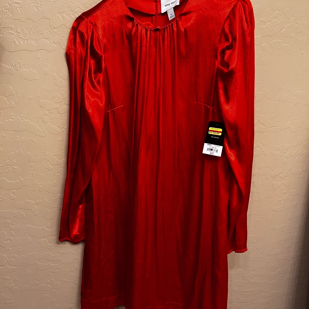 Red Long Sleeve Dress-Nine West